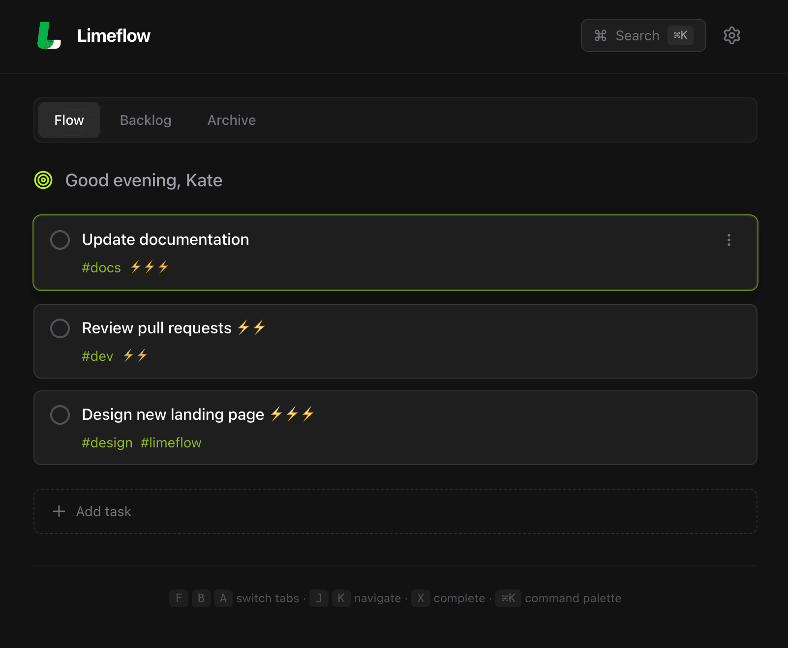 Limeflow App Interface